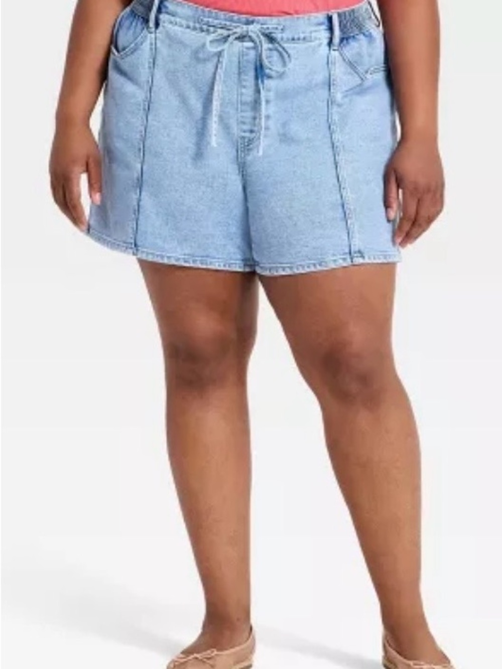 Women's High-Rise Tie-Waist Jean Shorts - Ava & Viv™ Light Wash 18